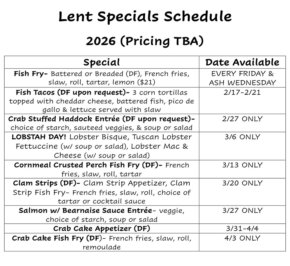 Lent Menu
